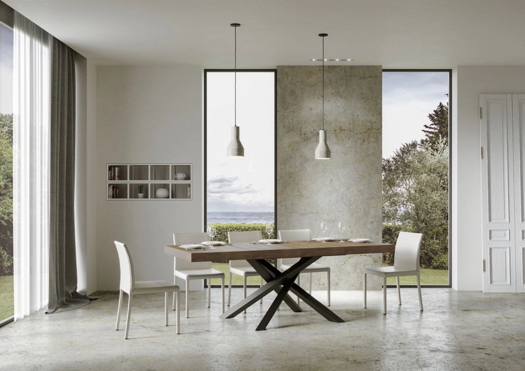 Tavolo allungabile 90x140/400 cm Volta Premium noce telaio Antracite