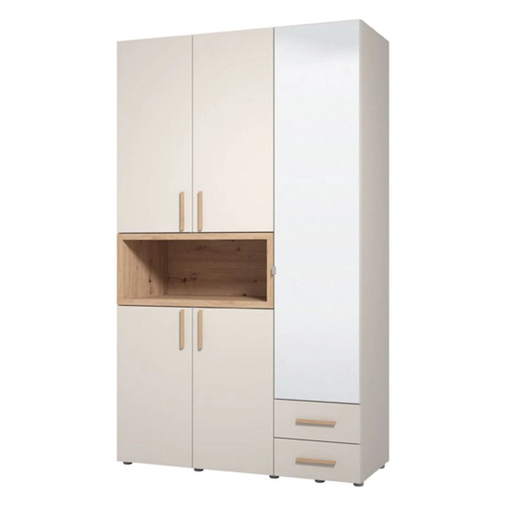 Armadio Camera da Letto Pianezze, Guardaroba 3 Ante Appendiabiti, 134.5x56 cm Beige