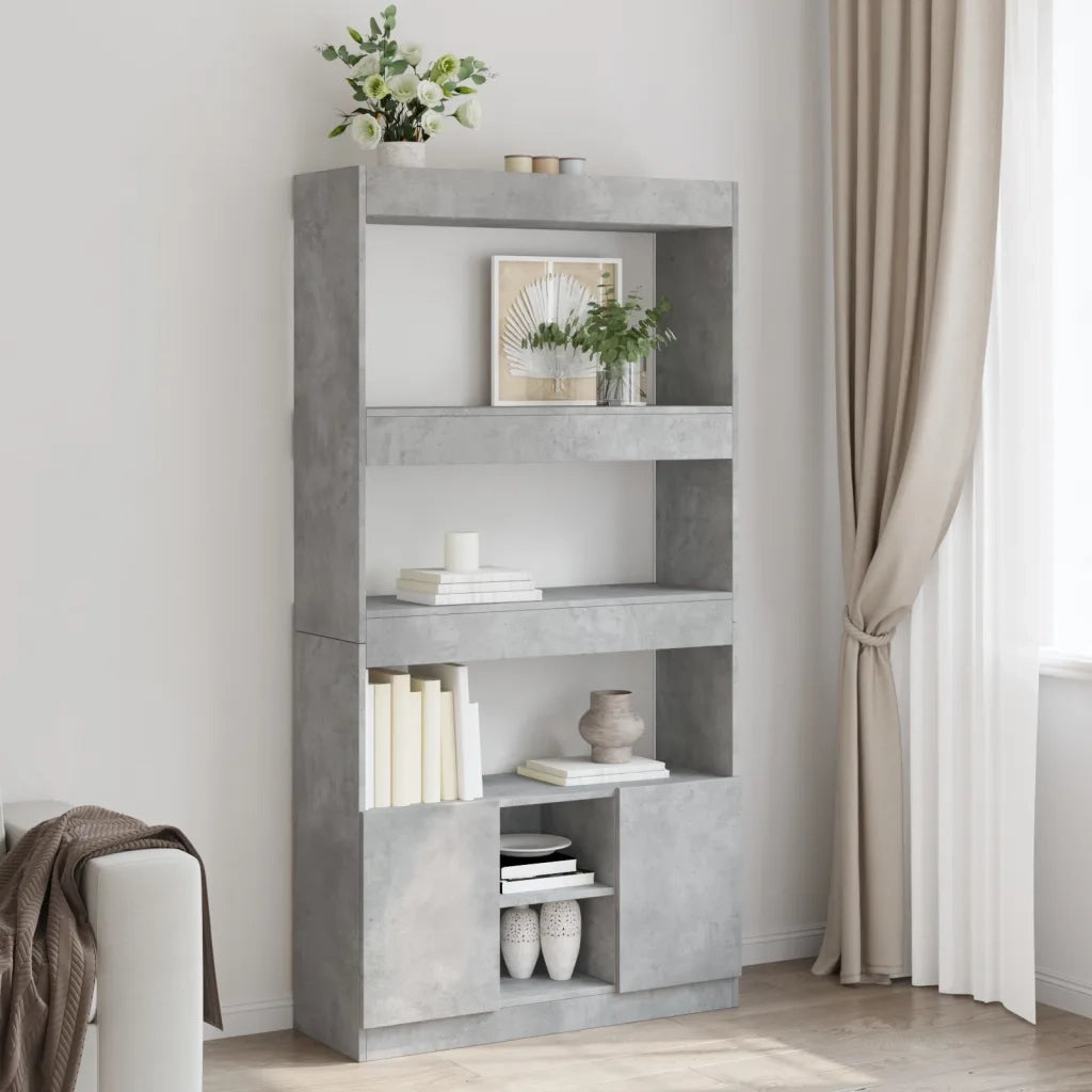 Credenza | Madia | Buffet da pranzo | Armadio da pranzo Grigio Cemento 92x33x180 cm in Legno Multistrato