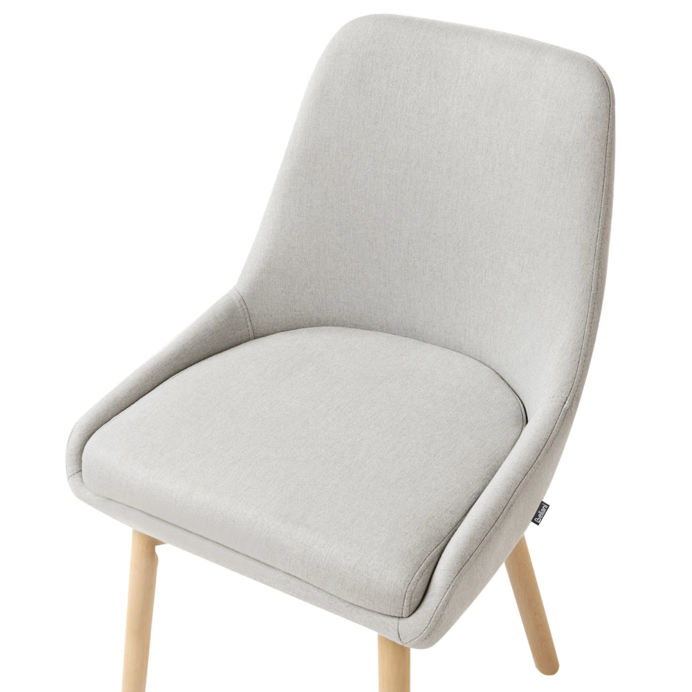 Set di 2 Sedie da Pranzo Gambe in Legno e Tessuto grigio chiaro Sedile spesso imbottito