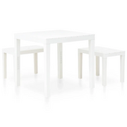 Tavolo da Giardino | Tavolino da esterno con 2 Panche in Plastica Bianco