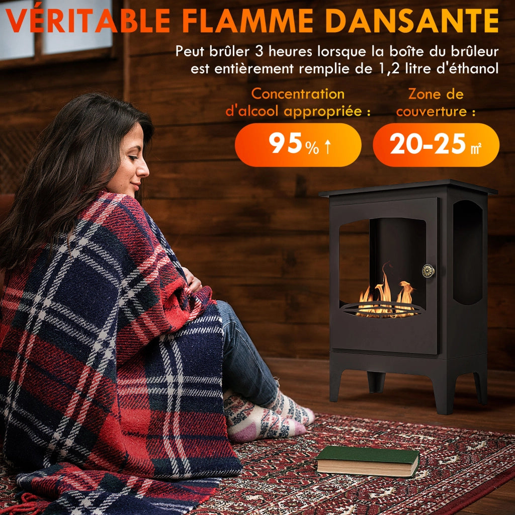 Biocamino a Pavimento ¨C Xylo ¨C Nero 39x26x54 cm Serbatoio 1,2L