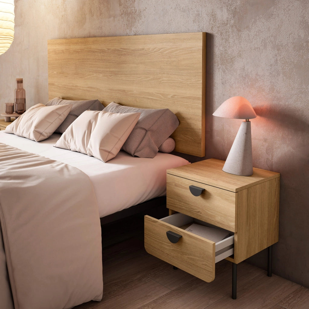 Comodino Herdasa 2 cassetti rovere dorato 55×40×34
