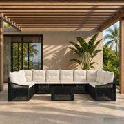 Set Divano da Giardino 11 pz Nero e Bianco Crema polyrattan 3437299