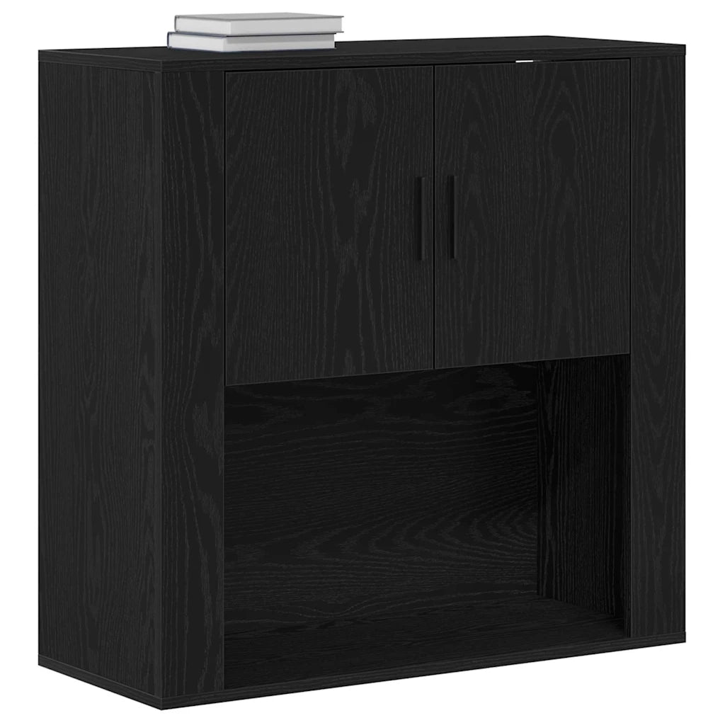 Armadietto a Muro | Mobile a Parete Rovere nero 80 x 33 x 80 cm Legno multistrato