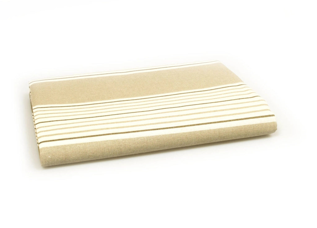 Telo Arredo Granfoulard Copritutto Cotone Made Italy Vari Disegni Arredatutto Copriletto Multiuso - 2 Piazze - Righine Beige