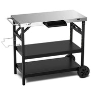Carrello di servizio da esterno su ruote 106 x 52 x 84 cm 3 ripiani regolabili pratico accessorio stile moderno metallo nero 20_0021119