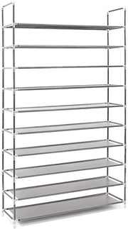 Scarpiera per 50 paia scarpiera a 10 ripiani con scomparti per ingresso o cantina 175,5 cm grigio 13_0001029