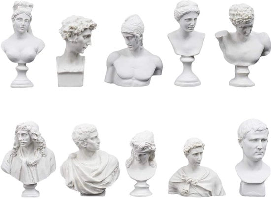 Set di 10 minifigure di mitologia greca - Scultura in gesso retro arte per camera, decorazione stile per ufficio e casa