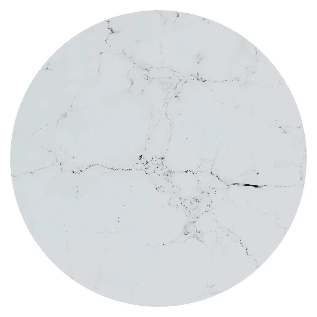 Tavolino Oro e Marmo Bianco 45 cm in Vetro Temperato 331664