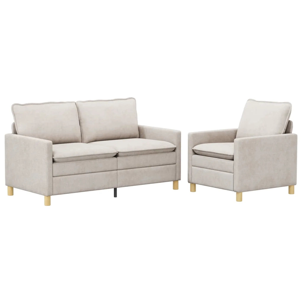 Set di divani 2 pcs Crema Poliestere
