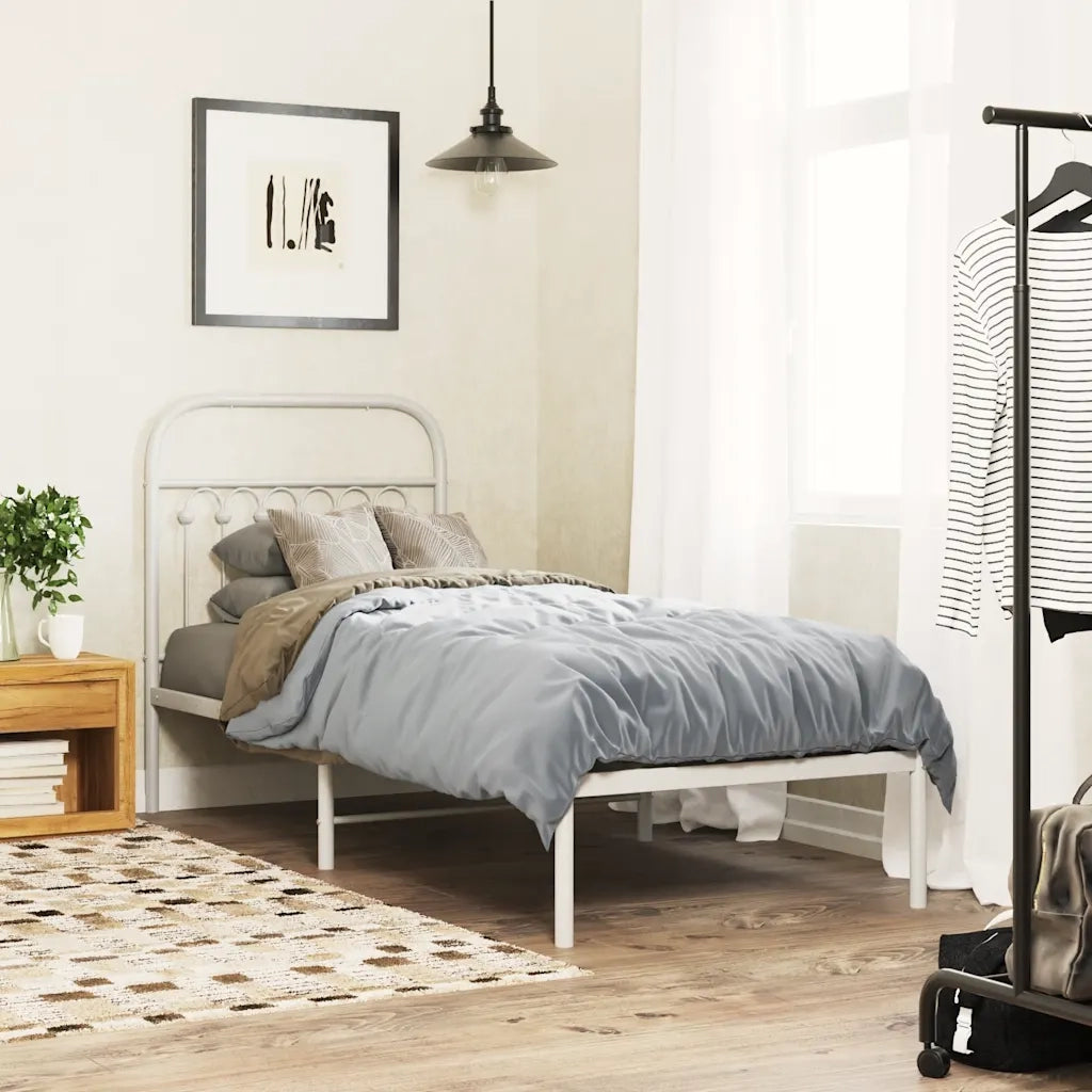 Giroletto senza Materasso con Testiera-Struttura Letto Metallo Bianco 75x190 cm 269934
