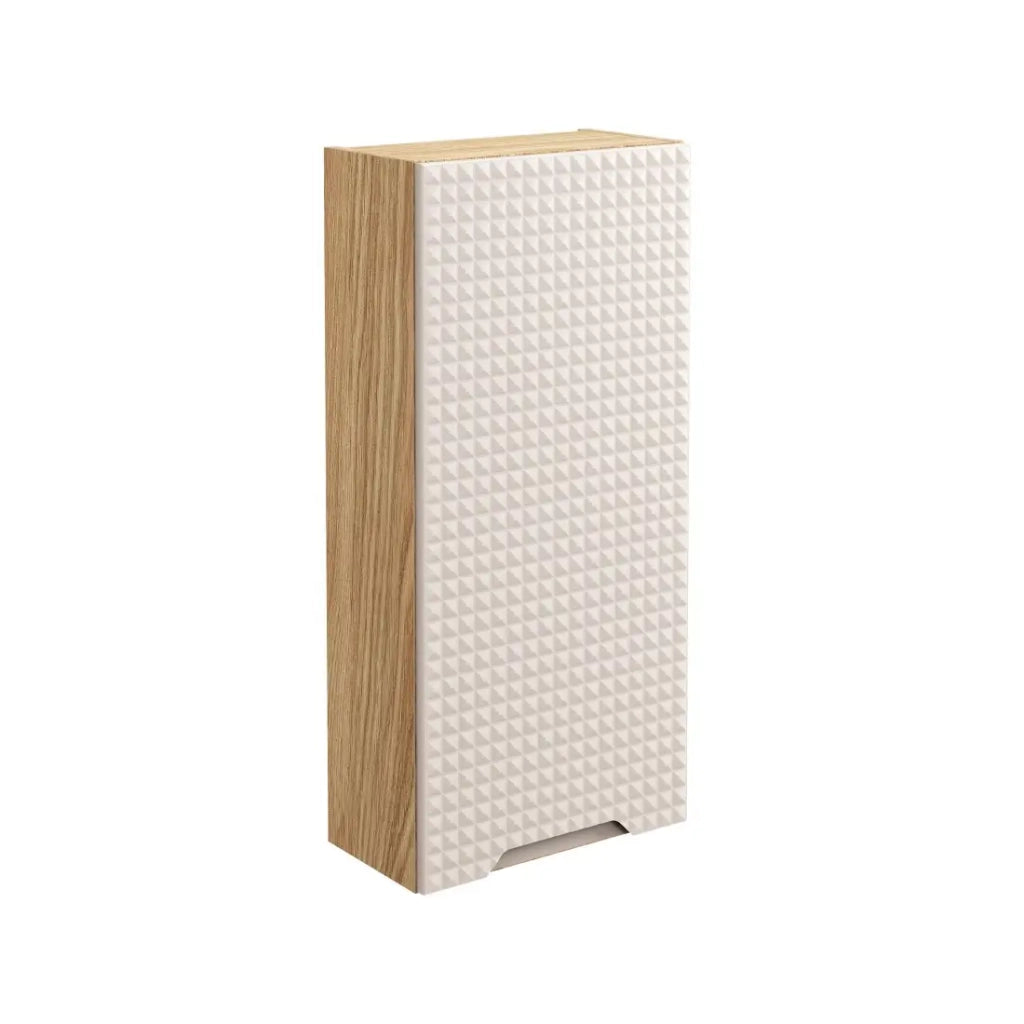 Mobile da bagno VELNIA – 1 porta – 35 x 19 cm – Colori rovere chiaro e beige – Da appendere