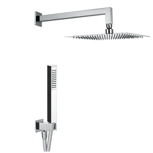 Kit Soffione Doccia Quadrato 25x25 cm in Acciaio Inox Rondò 25