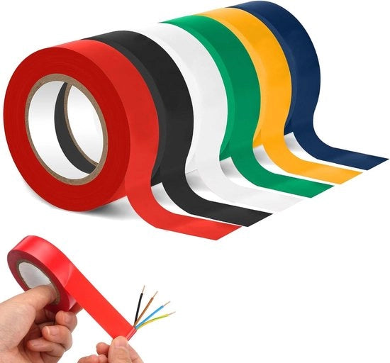Tape di isolamento elettrico a 6 rulli - 19mm*20m - impermeabile - autoadesivo - riparazione - protezione - cavi elettrici - DIY - 6 colori