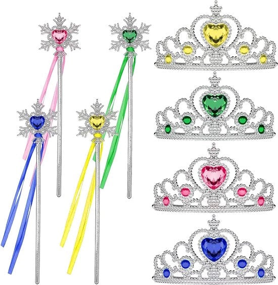 Set di corona per principesse - 4 parti di corona in cristallo per festa di principessa abito da principessa regalo per bambine 3-12 anni