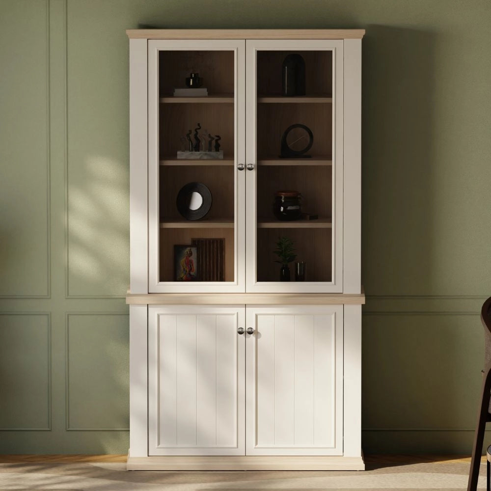 Vetrina Essenza 4 Ante Bianco e Rovere – Stile Classico Moderno