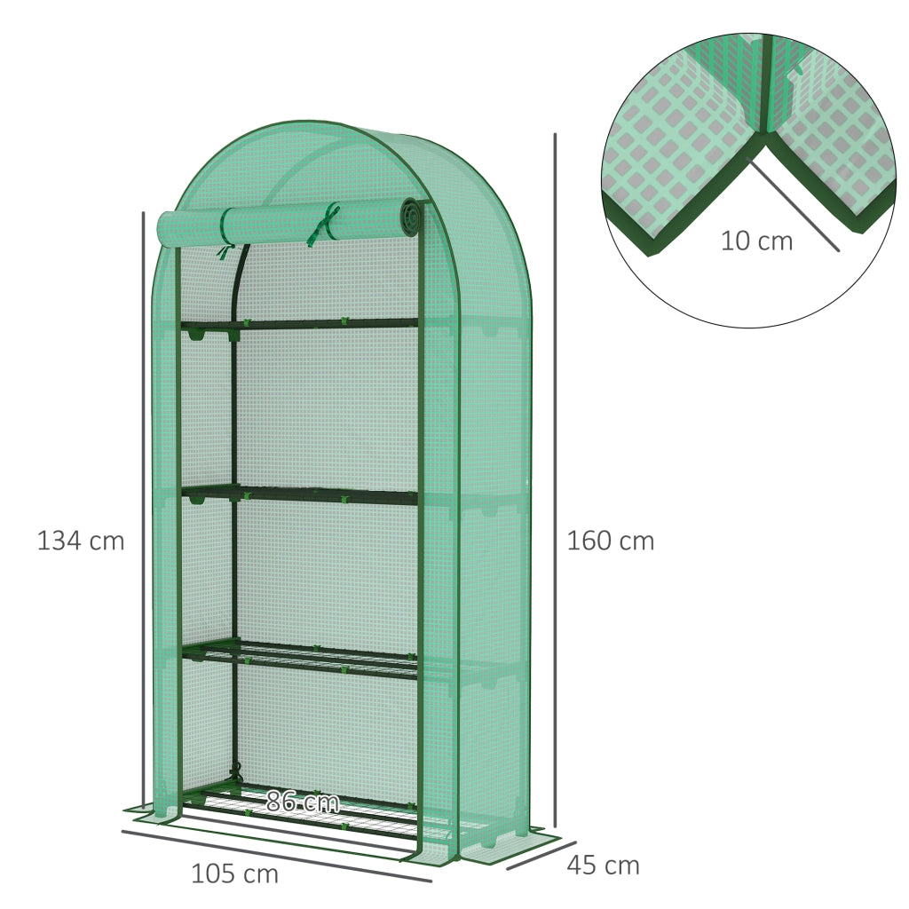 Serra da balcone con ripiani 4 livelli ¨C zephmum ¨C verde 105x45x160 cm