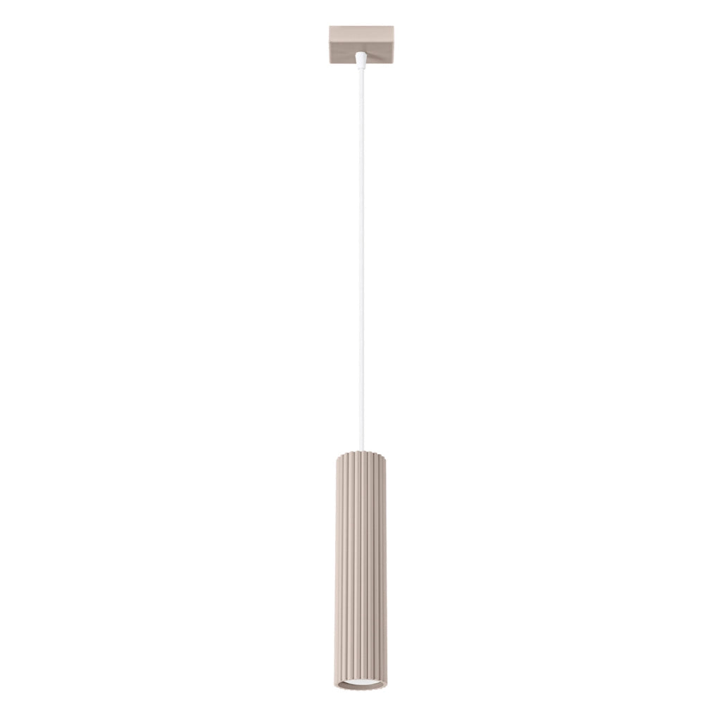 Lampada a sospensione tubo rigato taupe GU10 Pure Lume
