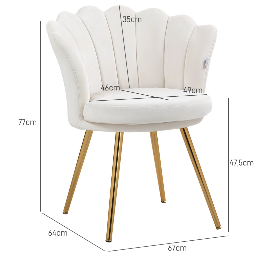 Poltrona in velluto con gambe metallo dorato ¨C Zephmum ¨C Crema