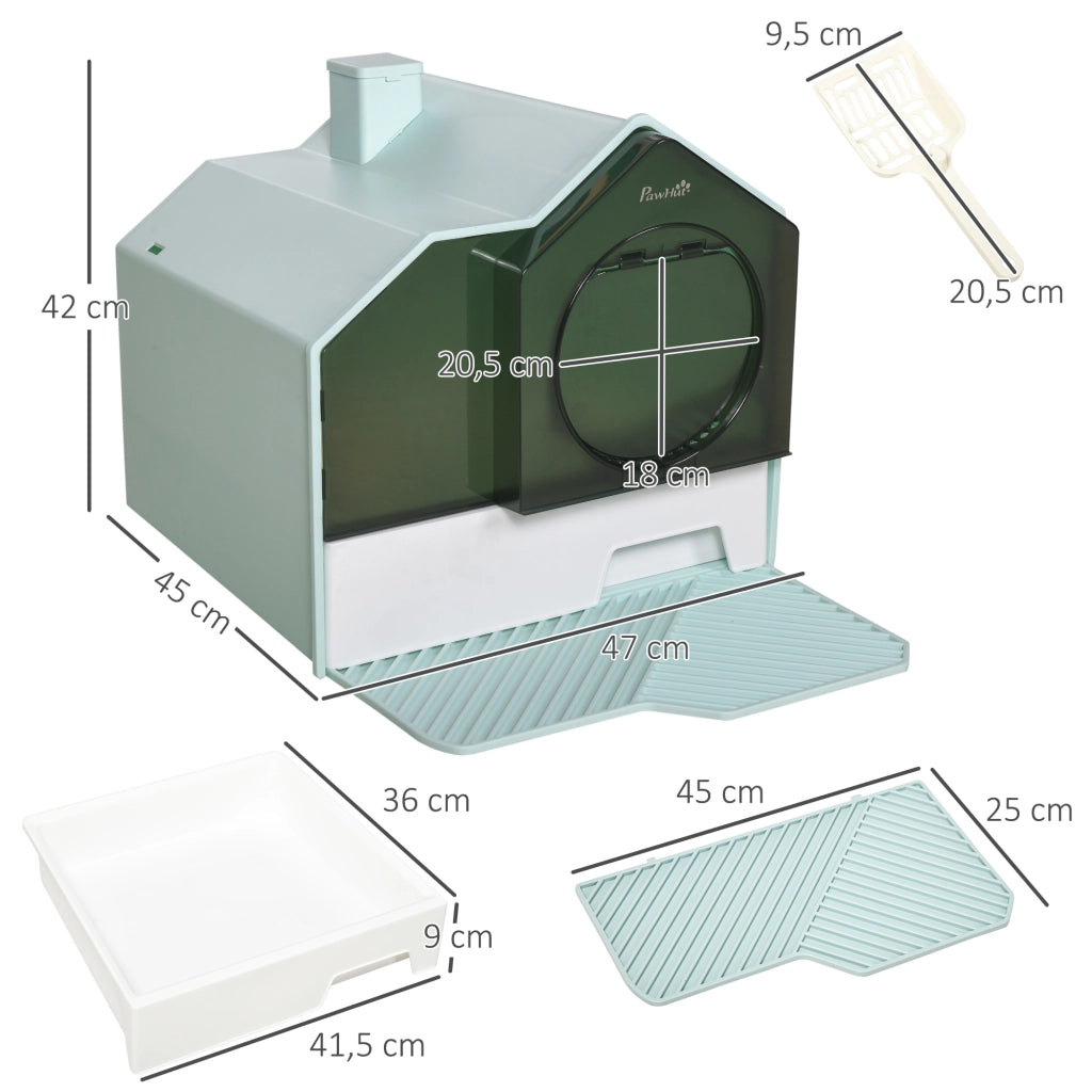 Casetta igienica per gatti ¨C zephmum ¨C verde e bianco