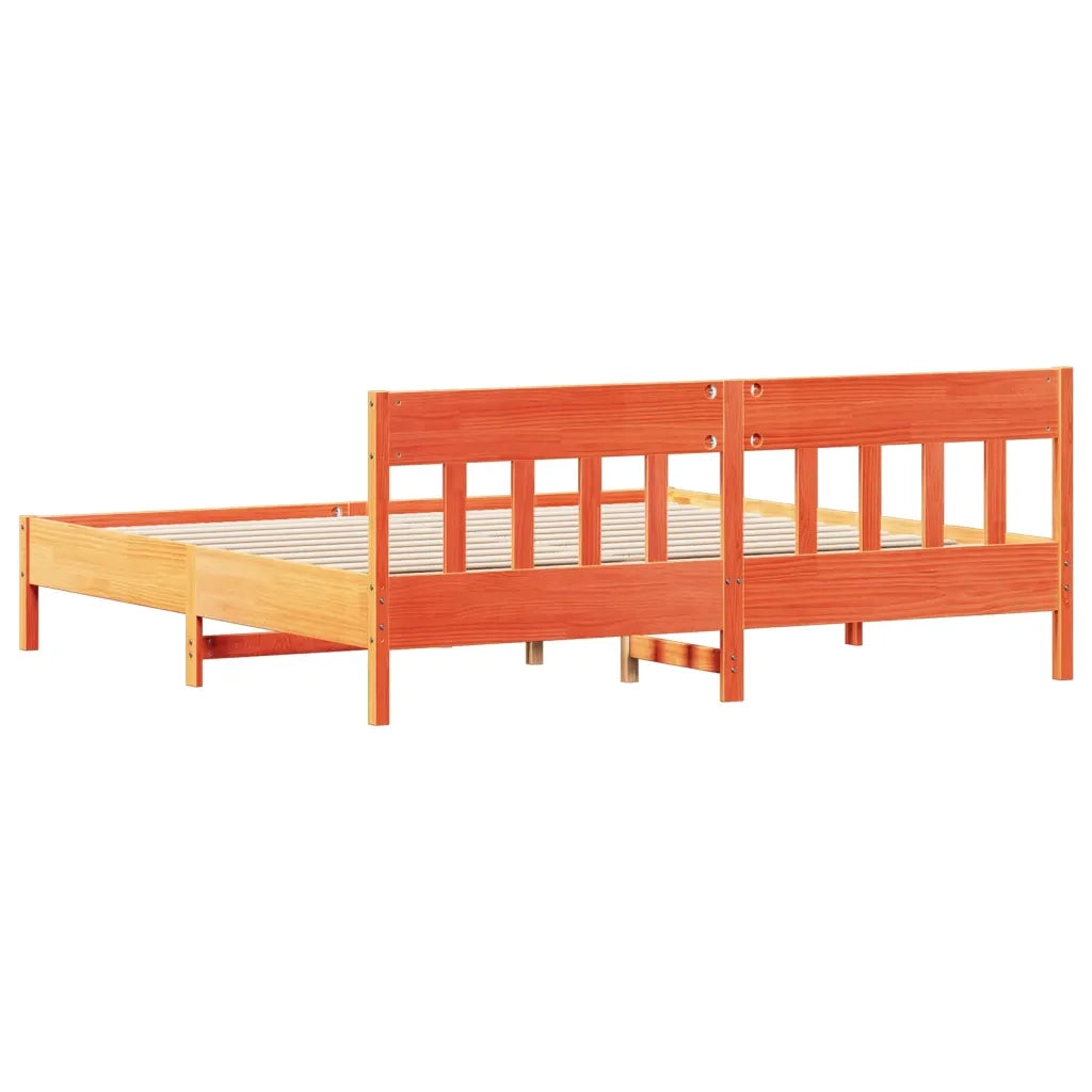 Giroletto senza Materasso Marrone Cera 200x200 cm Legno di Pino 3216202