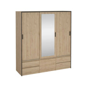Armadio multiuso grande Ljalkova, Mobile multifunzionale, Mobiletto scarpiera, Guardaroba porta scarpe, 181x60 h200 cm, Rovere