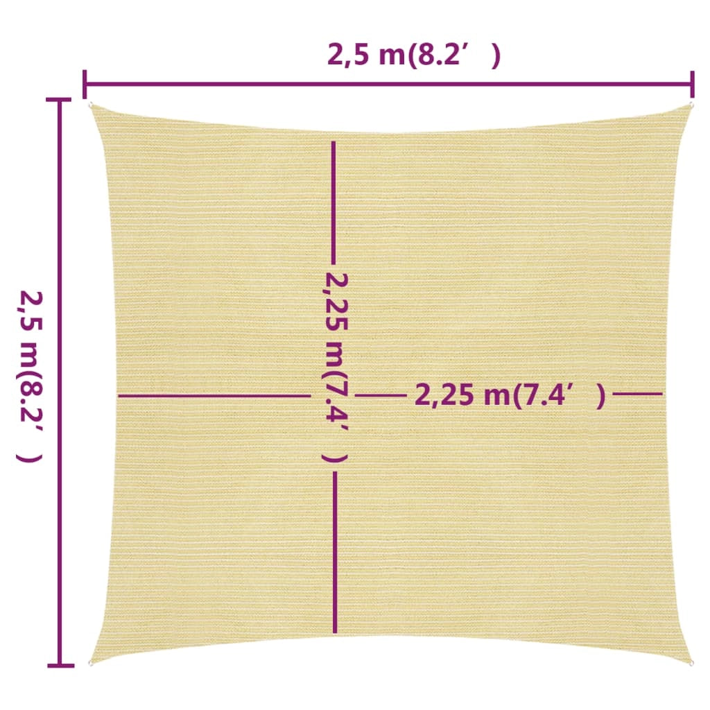 Vela ombreggiante 160 g/m² beige 2,5 x 2,5 m HDPE 02_0008951