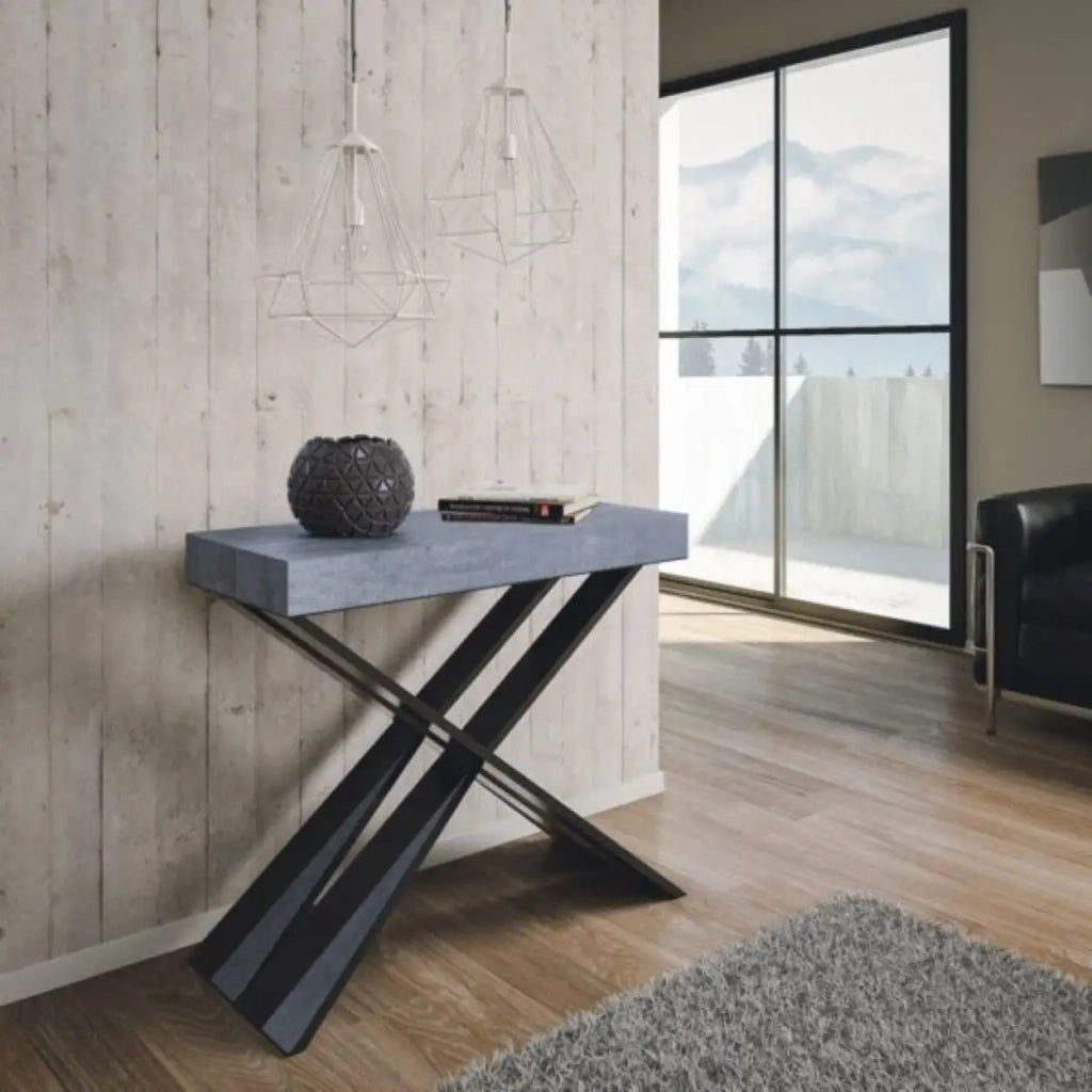 Consolle allungabile 90x40/196 cm Diago Small cemento gambe antracite
