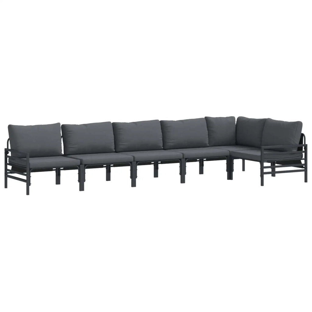 Set Divano da Giardino con cuscino 6 pcs Nero Acciaio 3378990