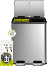 Cestino per la cucina con due compartimenti 30 l + 30 l (softclose), finitura in acciaio inox liscio