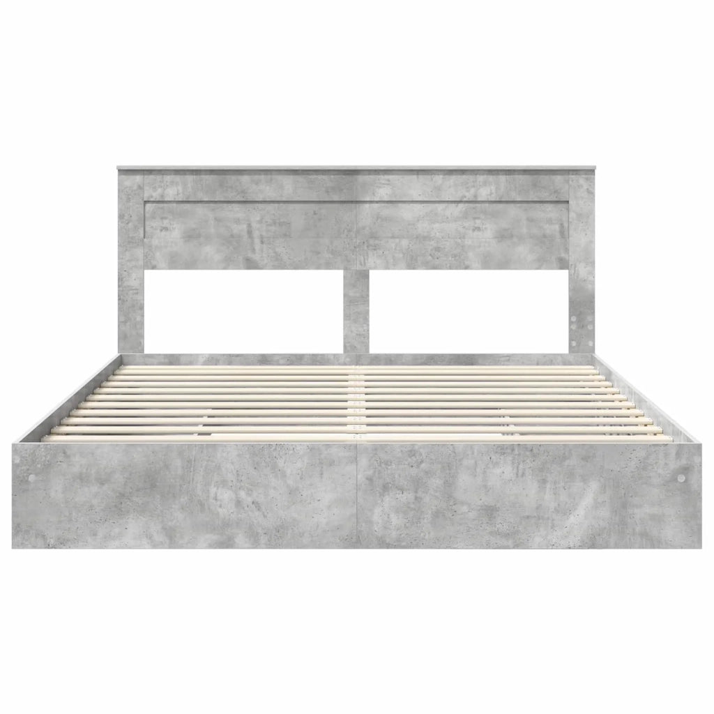 Letto con Contenitore con testiera Grigio cemento 200 x 200 cm