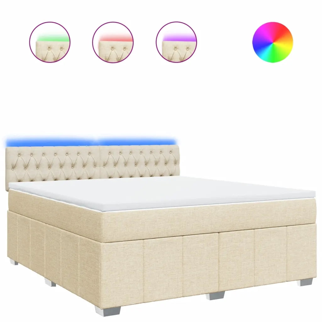 vidaXL Giroletto a Molle con Materasso Crema 180x200 cm in Tessuto