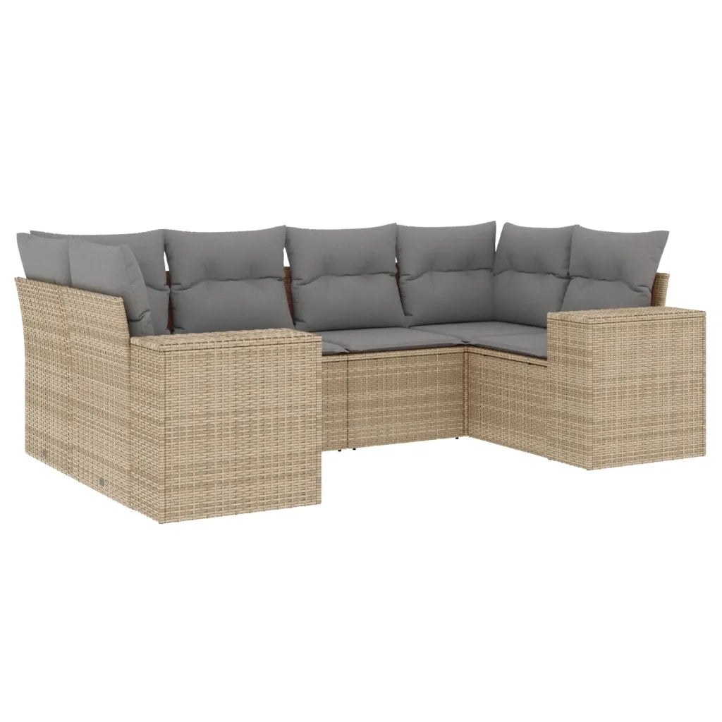 Set Divano da Giardino 6 pz con Cuscini Beige in Polyrattan 3255316