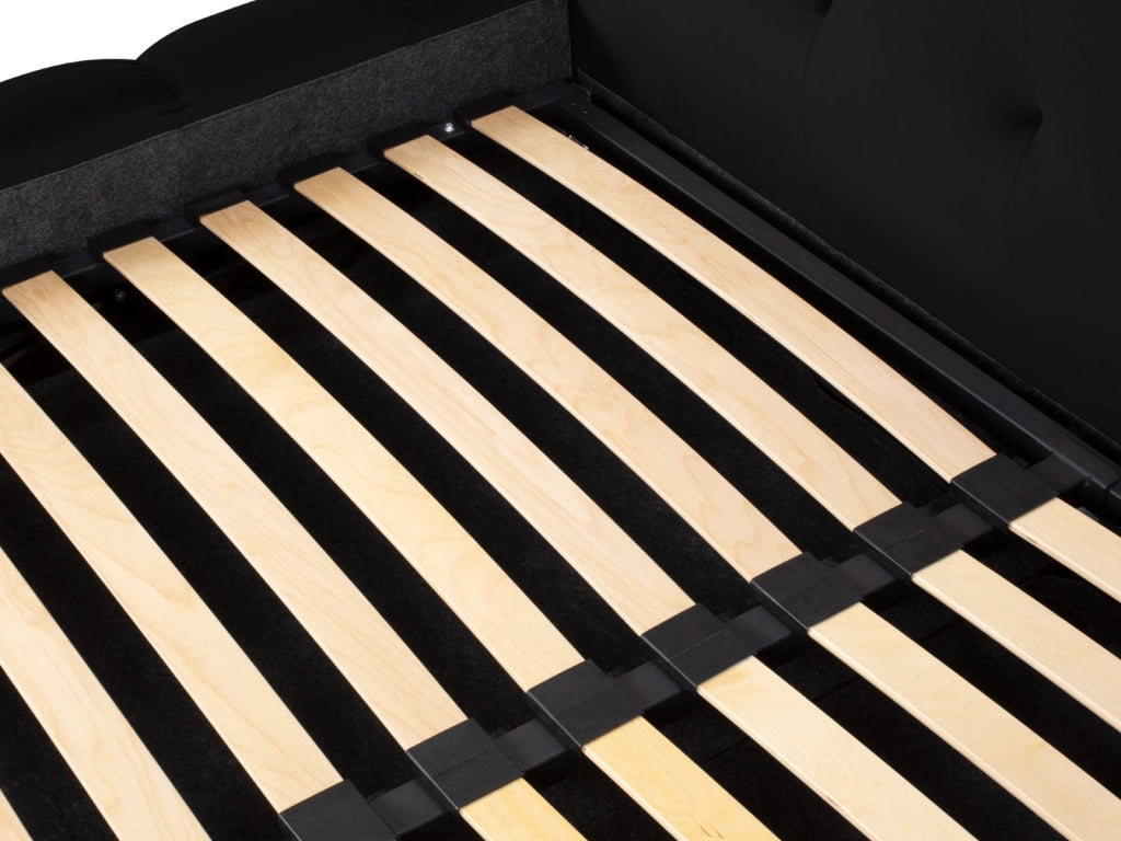 Cosmopolitan Design - Letto a cassettone con testiera doppia "Bali" 180x200cm in velluto nero 
