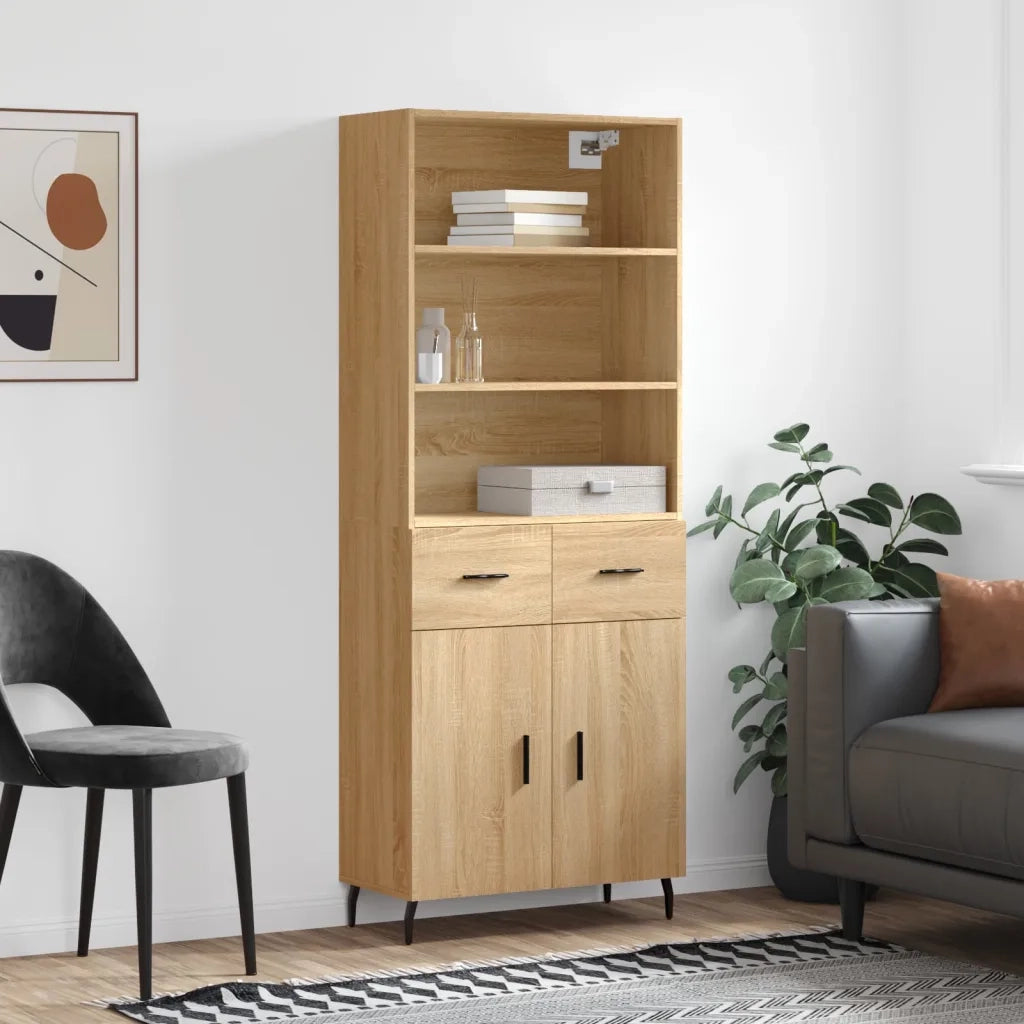Credenza-Buffet-Armadio da cucina Rovere Sonoma 69,5x34x180 cm in Legno Multistrato 786667