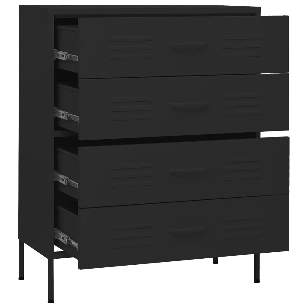 Cassettiera Nera 80x35x101,5 cm in Acciaio CFW1009078