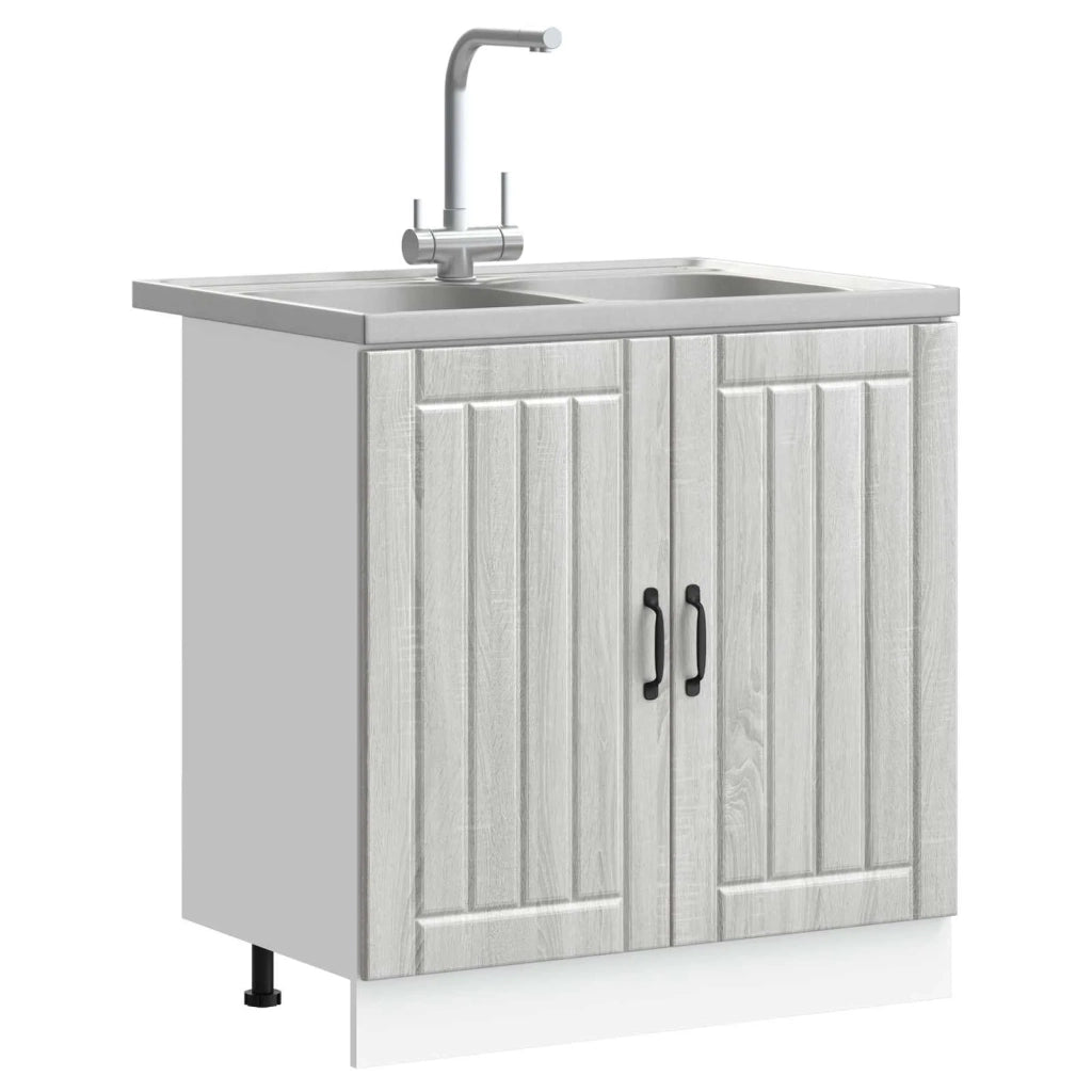 Mobiletto per lavabo con porta Lucca 2 pcs Grigio Sonoma 3315017