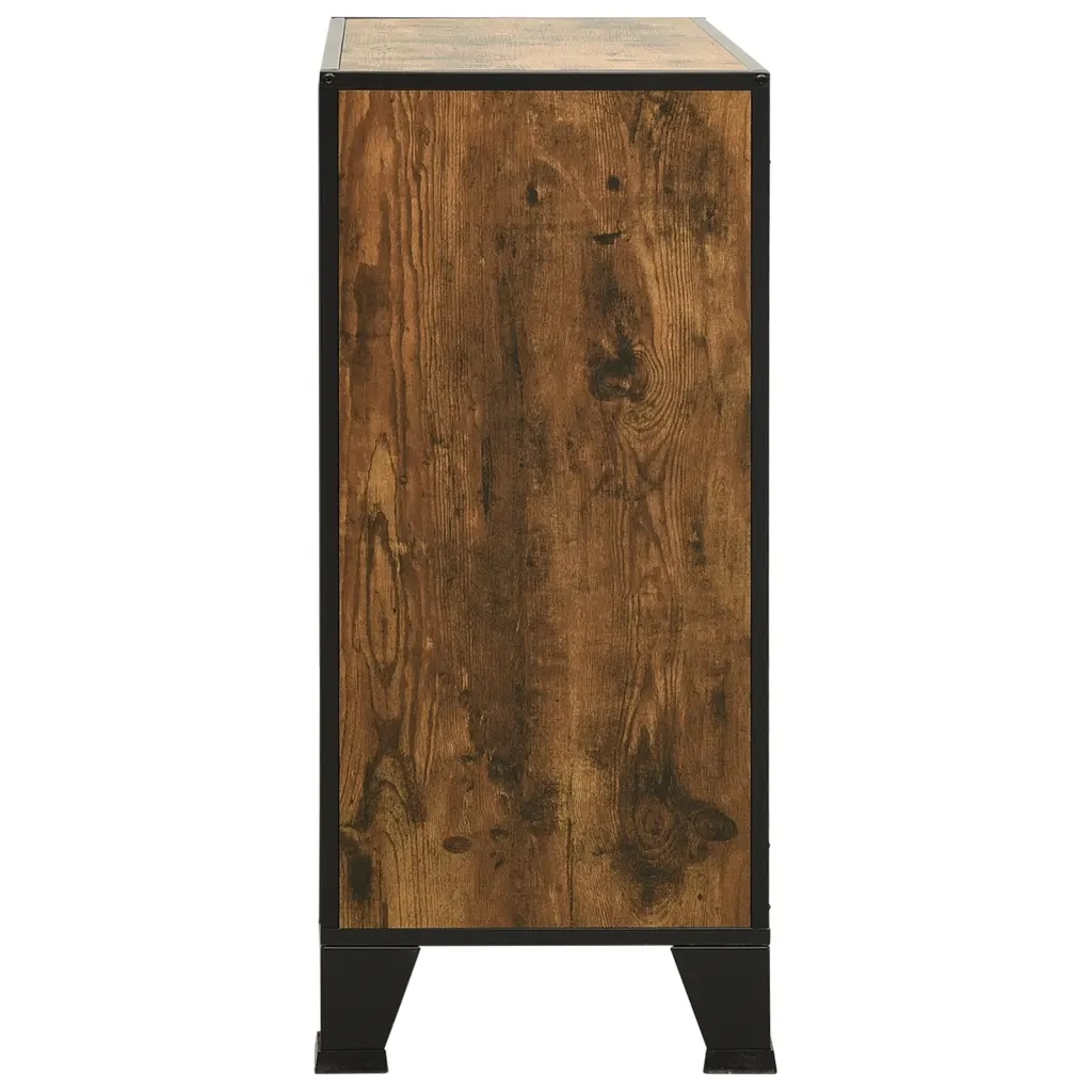 Armadietti 2 pz Marrone Rustico 72x36x82 cm Metallo e MDF 3095969