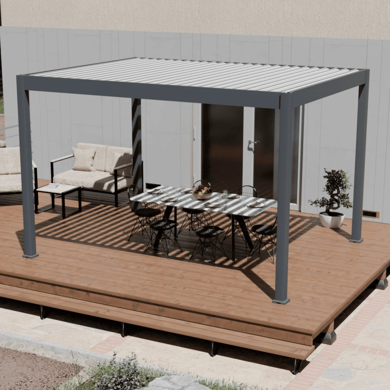 Pergola bioclimatica motorizzata OmbrÃ©a ELMO autoportante 3x4M - Antracite/Bianco