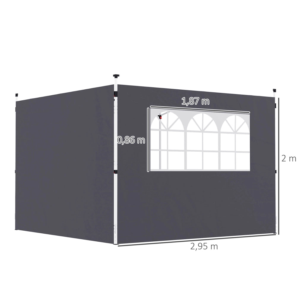 Pannelli laterali per gazebo 3x3 m ¨C zephmum ¨C 2 pezzi, tessuto Oxford, grigio scuro