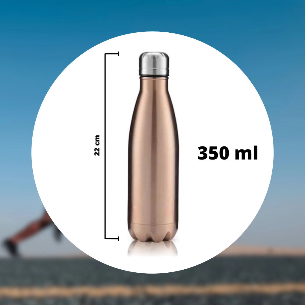 Trade Shop - Borraccia Sportiva 350ml In Acciaio Inox Doppia Parete Per Sport Scuola Ufficio -