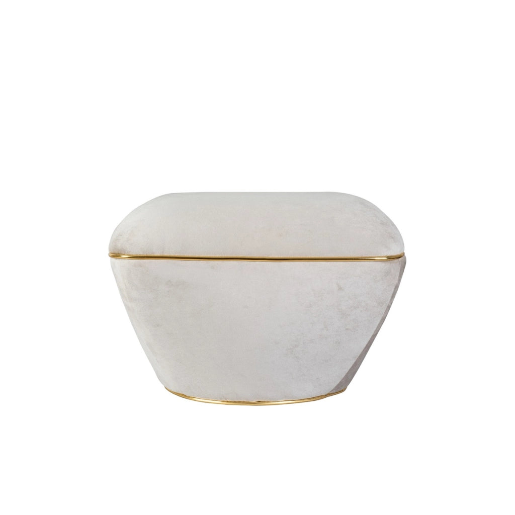 Pouf di design Contessa in tessuto taupe e oro