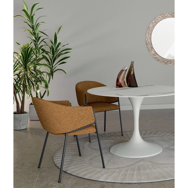 Sedia rivestita in tessuto easy-clean Gambe in metallo verniciato Medea 53cm X 60cm H 78cm Stones