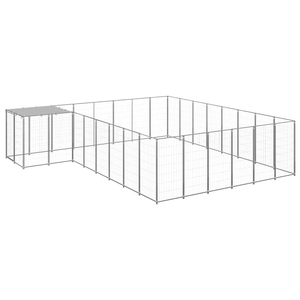Gabbia per cani da esterno recinto per animali parco argento cane 15,73 m² acciaio 02_0000242