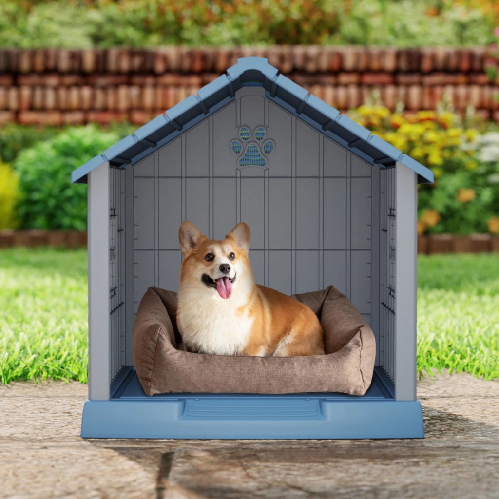 Cuccia in plastica per cani piccoli e medi impermeabile isolata per interni ed esterni, Cuccia con prese d¡¯aria e pavimento rialzato-Casette e lettini