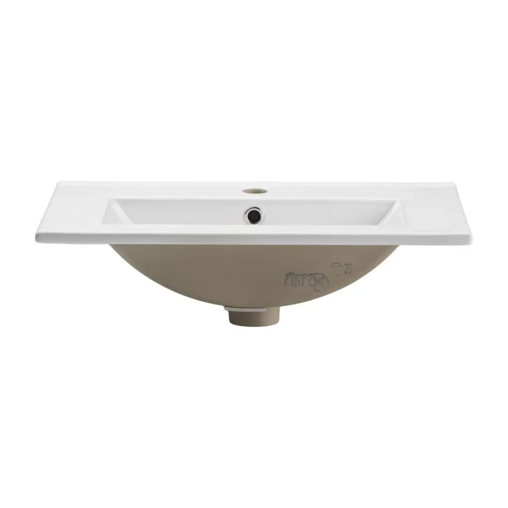 Lavabo da incasso FLOW 60 cm ceramica bianco lucido design rettangolare