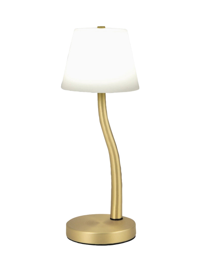 Lampada da Tavolo Ibla LED 9W 750lm 3000K, Dimmerabile al Tocco, Struttura in Metallo e Vetro Soffiato, Colore Ottone satinato - Ibla