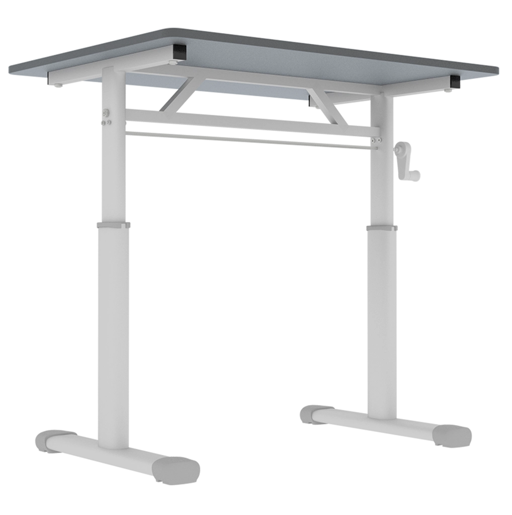 Scrivania regolabile in altezza 80x60 cm in metallo e legno grigio， manuale