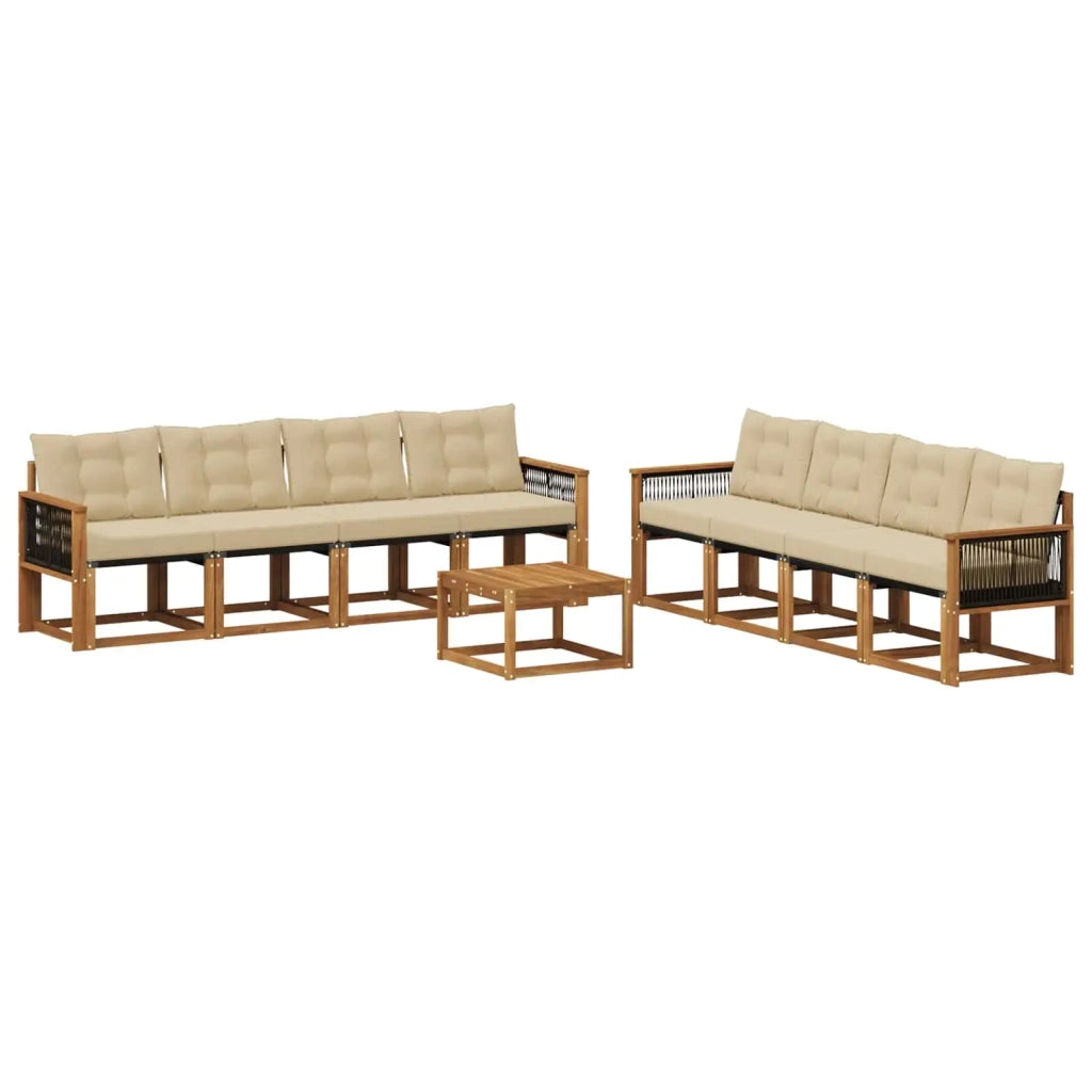 Set di divani da esterno 9 pz Naturale e Beige 3381857